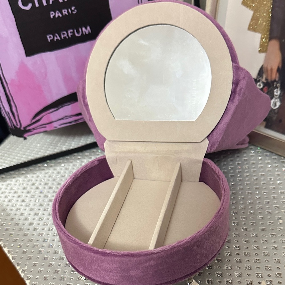 Purple Heart-Shaped Miniature Chair Jewelry Box -EUC! - Picture 2 of 6